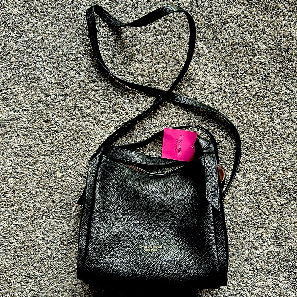 New with tags, Kate Spade, pebbled, leather black bag.